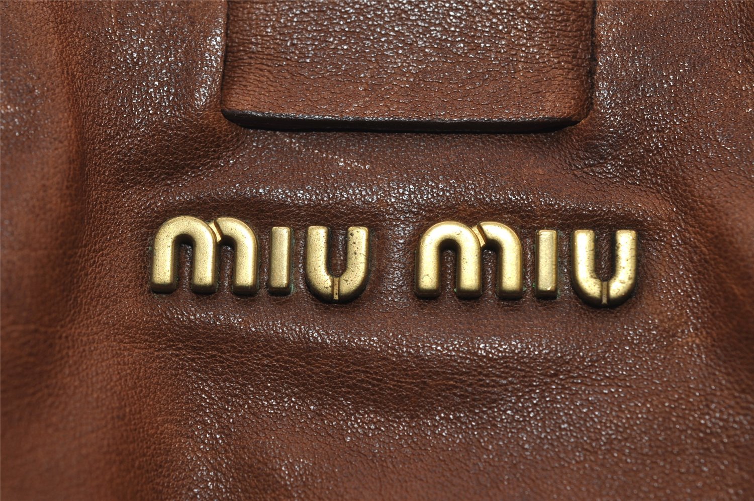 Authentic MIU MIU Vintage Leather Shoulder Tote Bag Brown 2459I