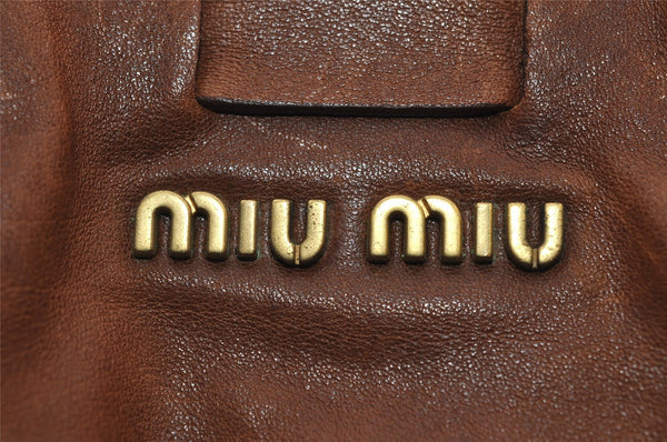 Authentic MIU MIU Vintage Leather Shoulder Tote Bag Brown 2459I