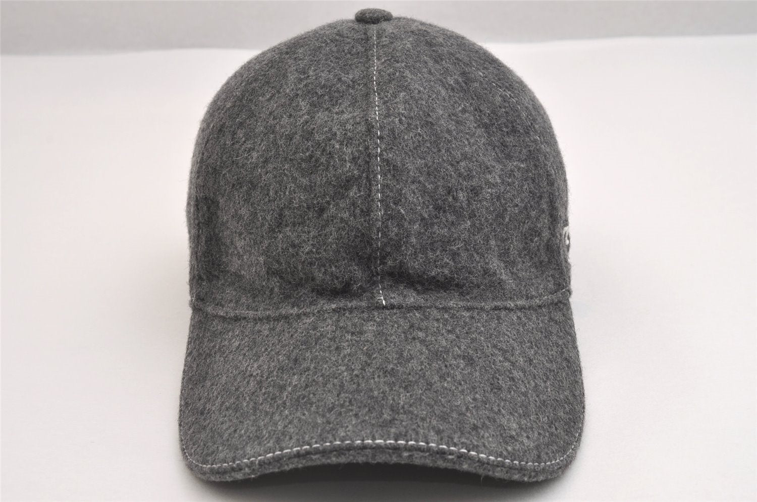 Authentic GUCCI Web Sherry Line Cap Wool Size L Gray 2460I