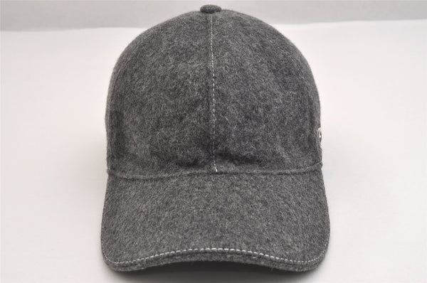 Authentic GUCCI Web Sherry Line Cap Wool Size L Gray 2460I