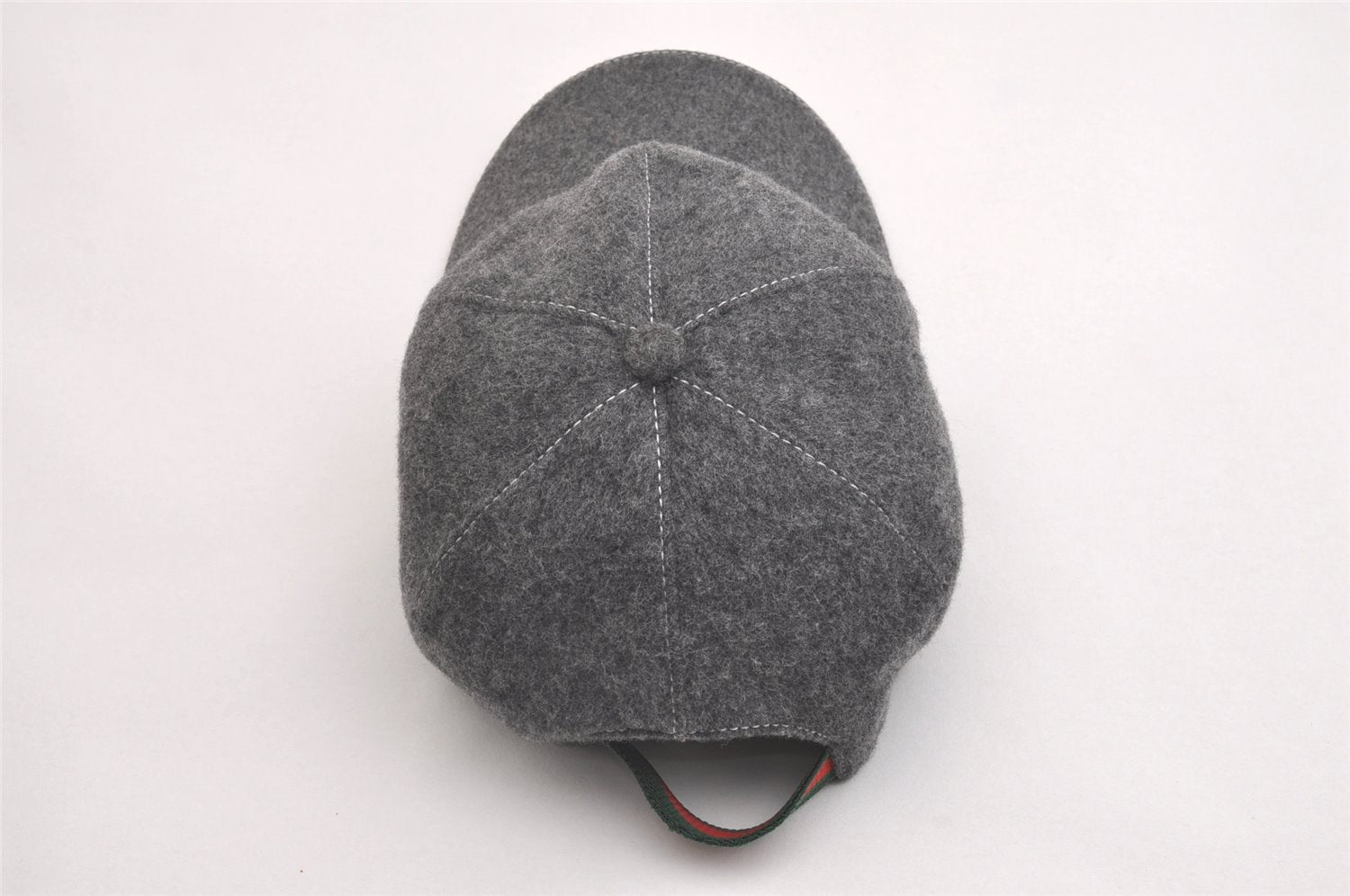 Authentic GUCCI Web Sherry Line Cap Wool Size L Gray 2460I