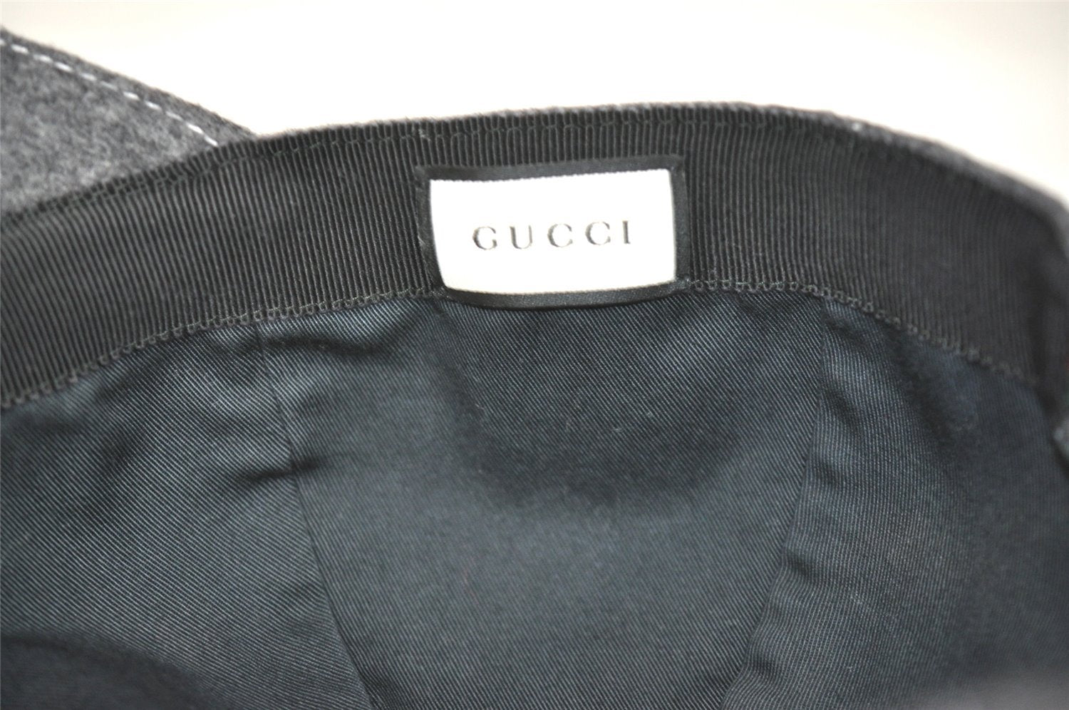 Authentic GUCCI Web Sherry Line Cap Wool Size L Gray 2460I