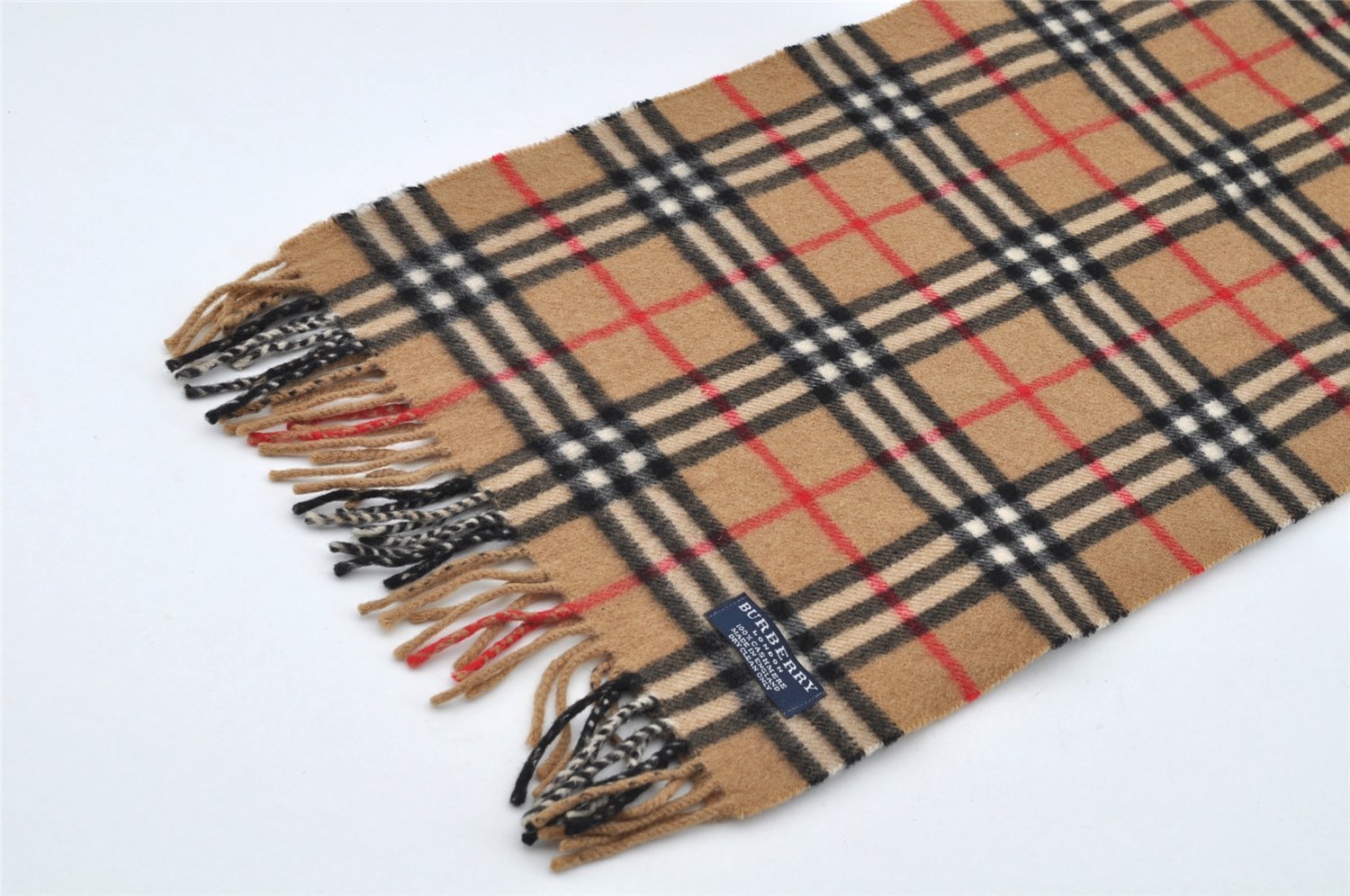 Authentic BURBERRY Nova Check Cashmere Winter Scarf Stole Beige 2463I