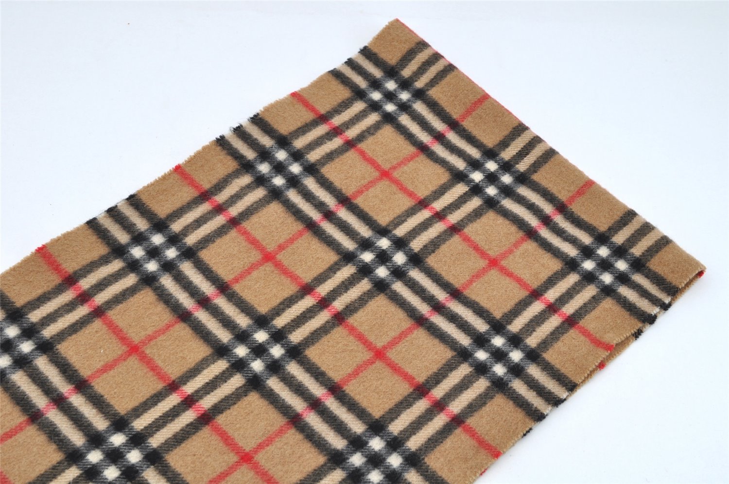 Authentic BURBERRY Nova Check Cashmere Winter Scarf Stole Beige 2463I