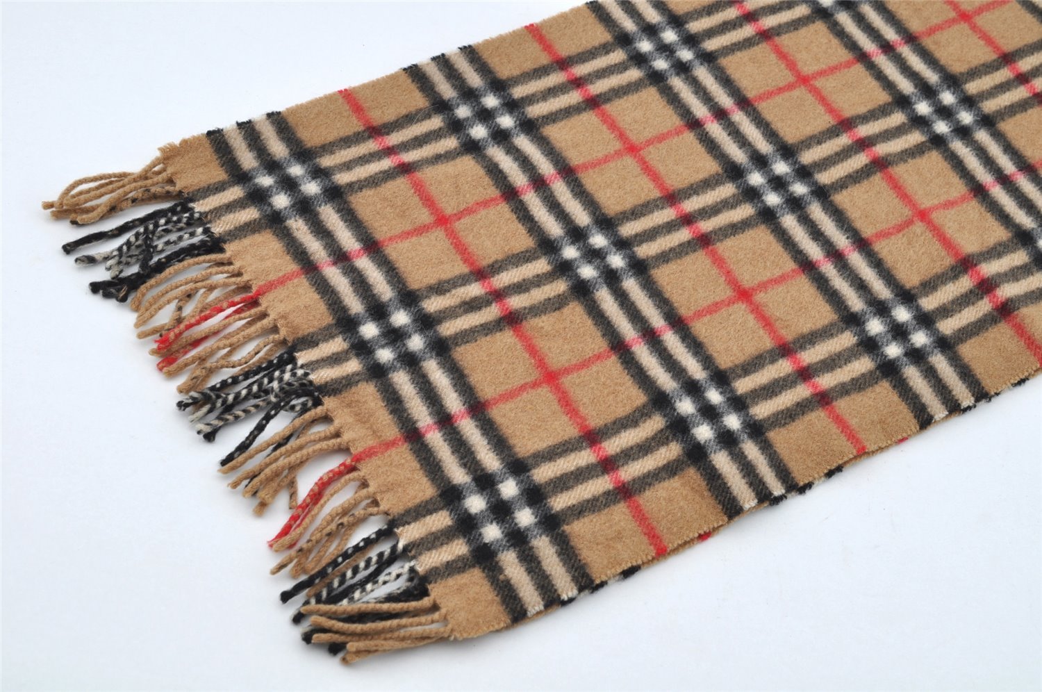 Authentic BURBERRY Nova Check Cashmere Winter Scarf Stole Beige 2463I