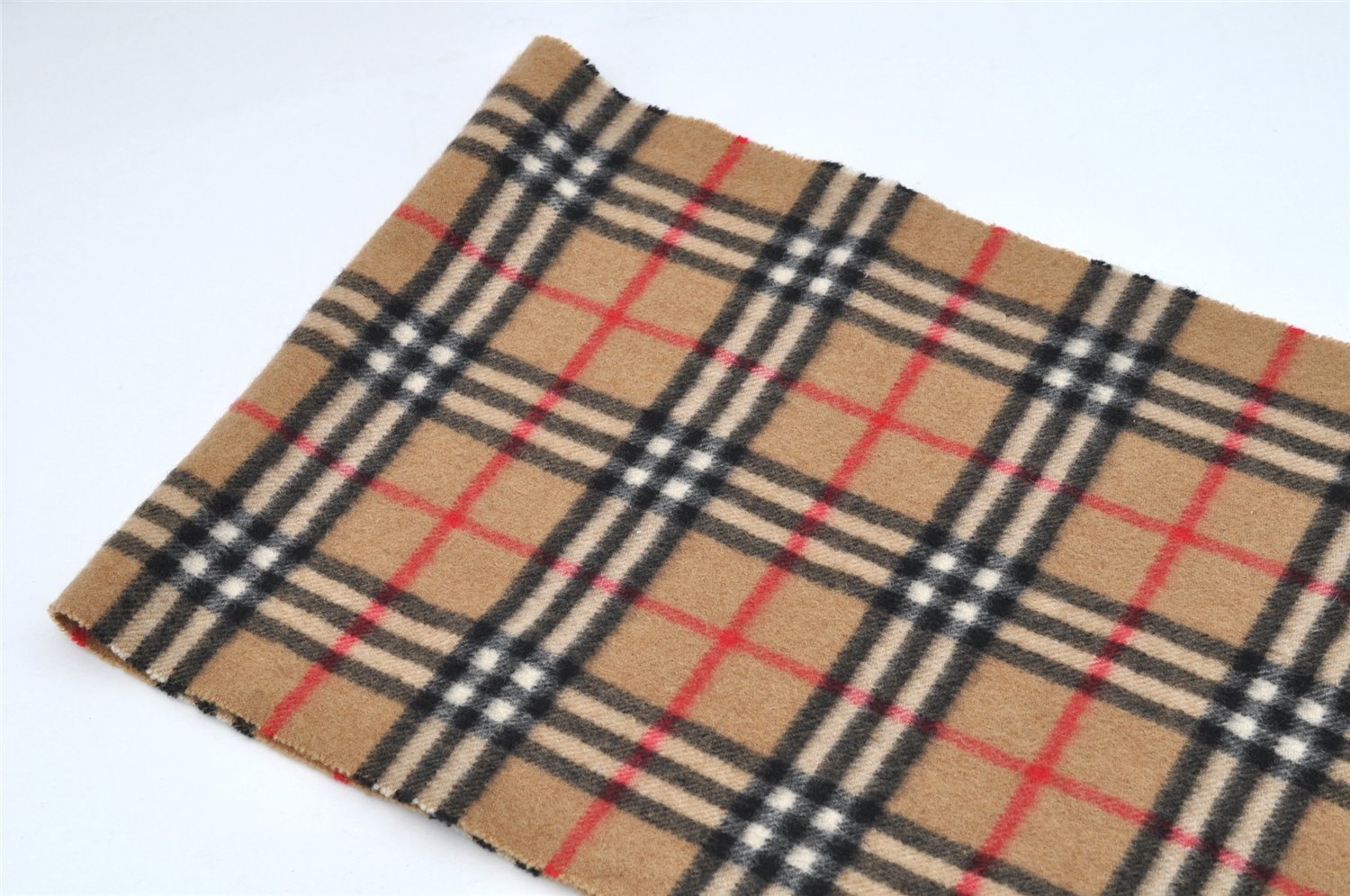 Authentic BURBERRY Nova Check Cashmere Winter Scarf Stole Beige 2463I