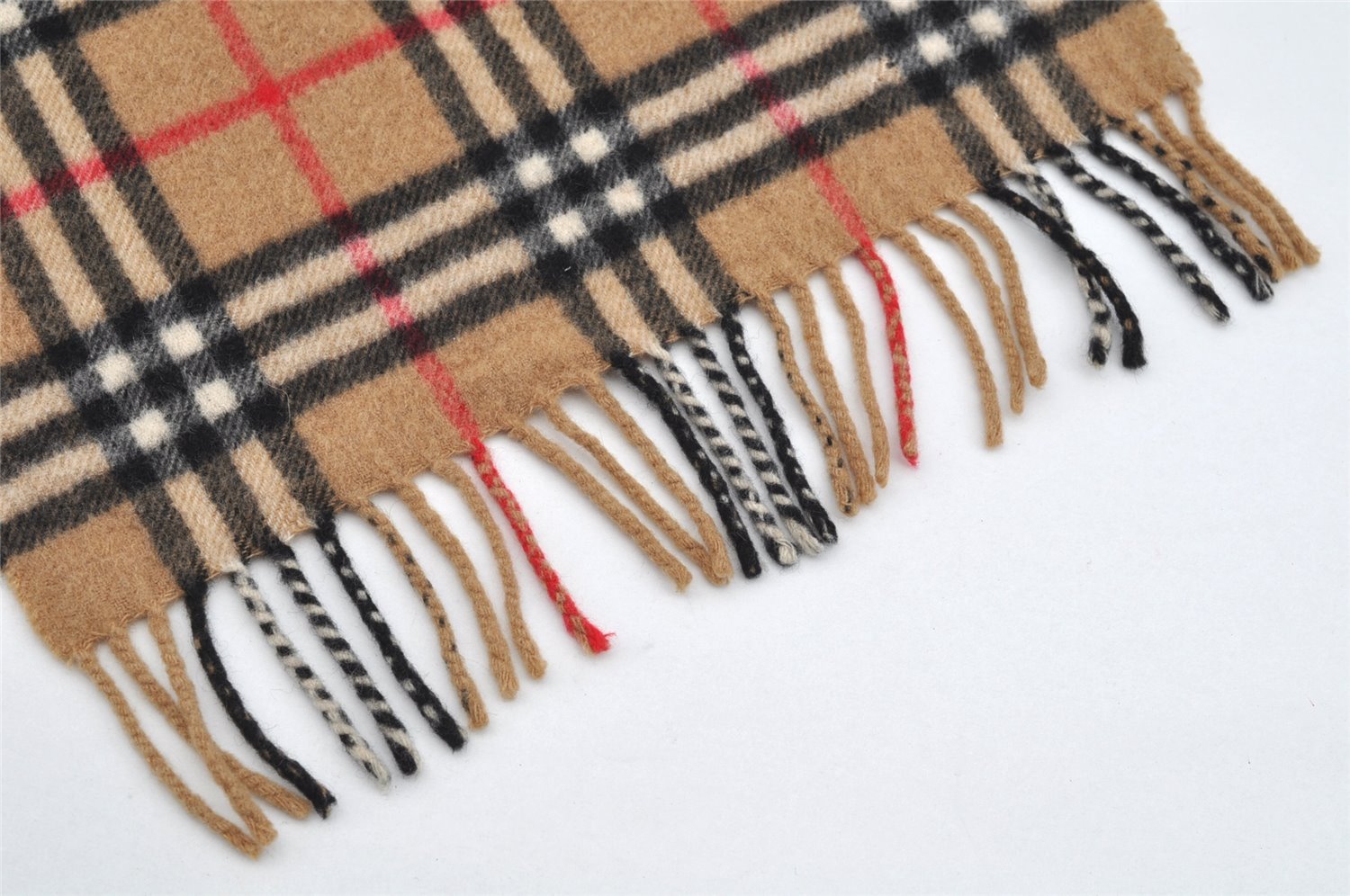 Authentic BURBERRY Nova Check Cashmere Winter Scarf Stole Beige 2463I