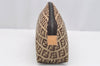Authentic FENDI Zucchino Cosmetic Pouch Purse Canvas Leather Brown 2464I