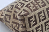 Authentic FENDI Zucchino Cosmetic Pouch Purse Canvas Leather Brown 2464I