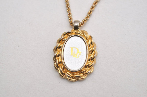 Authentic Christian Dior Gold Tone Chain Pendant Necklace CD 2465I