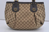 Authentic GUCCI Scarlett Tote Hand Bag GG Canvas Leather 269953 Brown 2466I