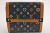 Louis Vuitton Monogram Multicolor Porte Monnaie Billet Carte Credit Black 2468I