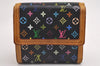 Louis Vuitton Monogram Multicolor Porte Monnaie Billet Carte Credit Black 2468I