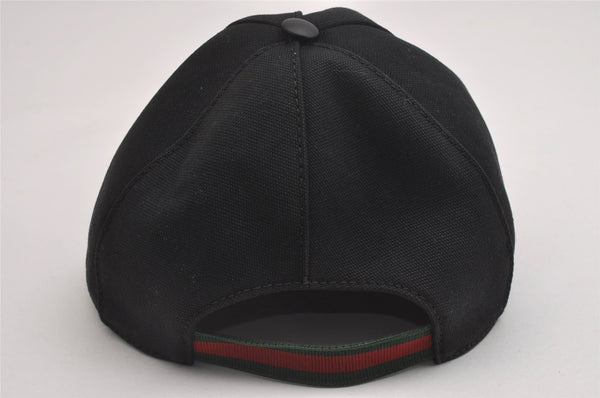 Authentic GUCCI Web Sherry Line Cap Canvas Size L Black 2470I