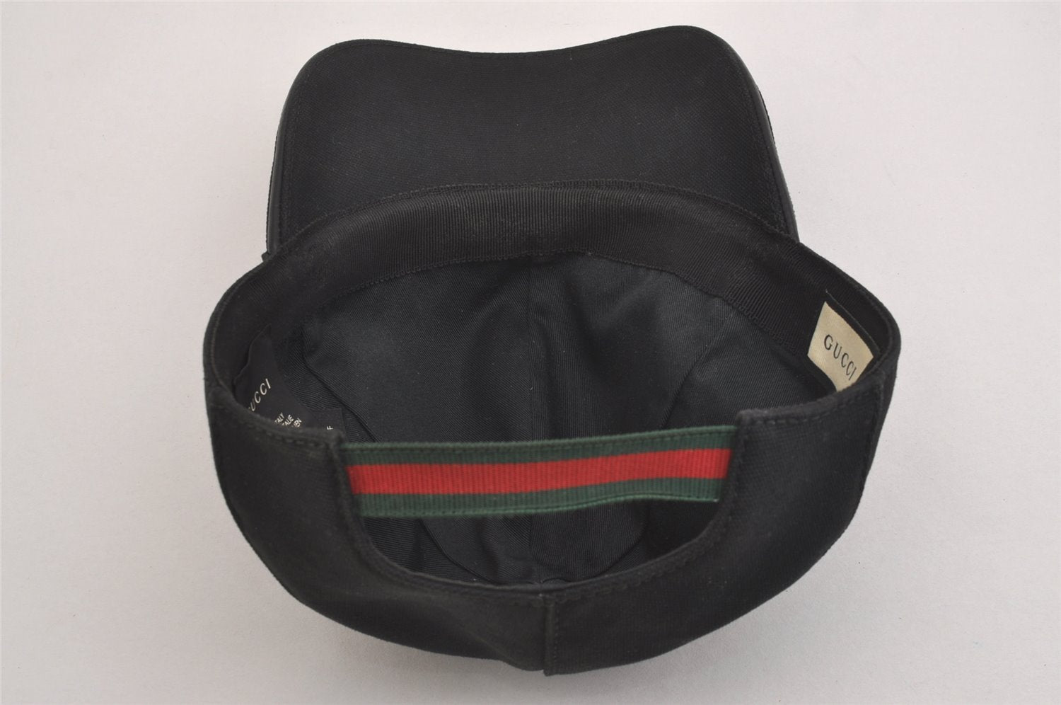 Authentic GUCCI Web Sherry Line Cap Canvas Size L Black 2470I