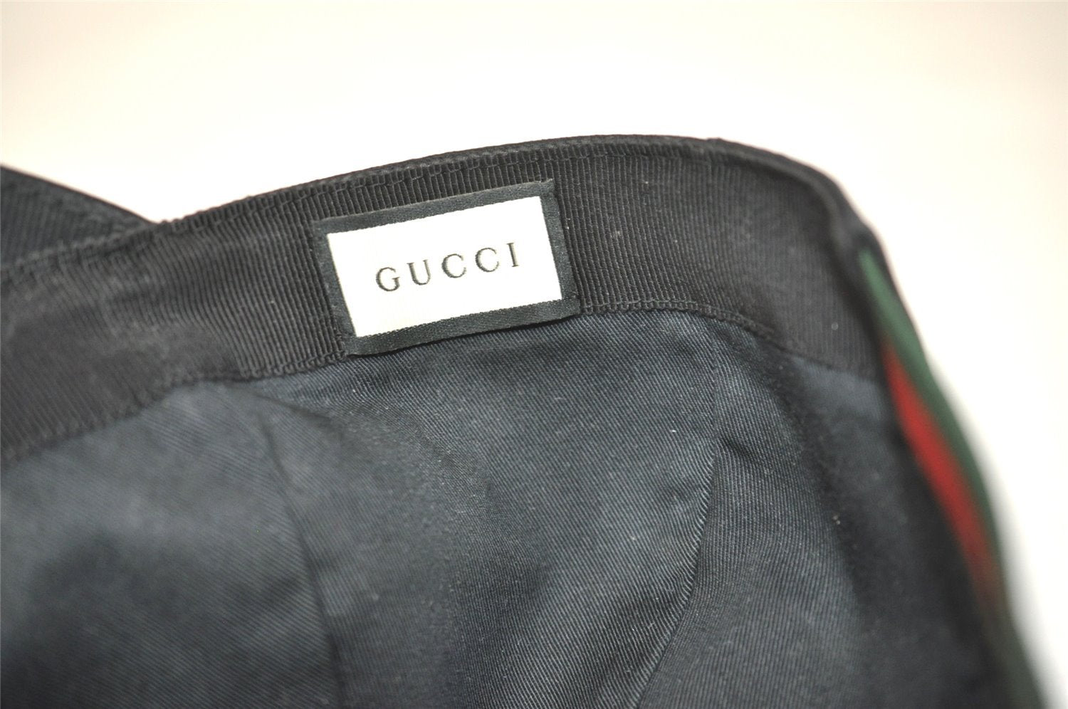 Authentic GUCCI Web Sherry Line Cap Canvas Size L Black 2470I