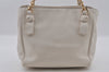 Authentic TORY BURCH Harper Leather Chain 2Way Shoulder Hand Bag White 2471I