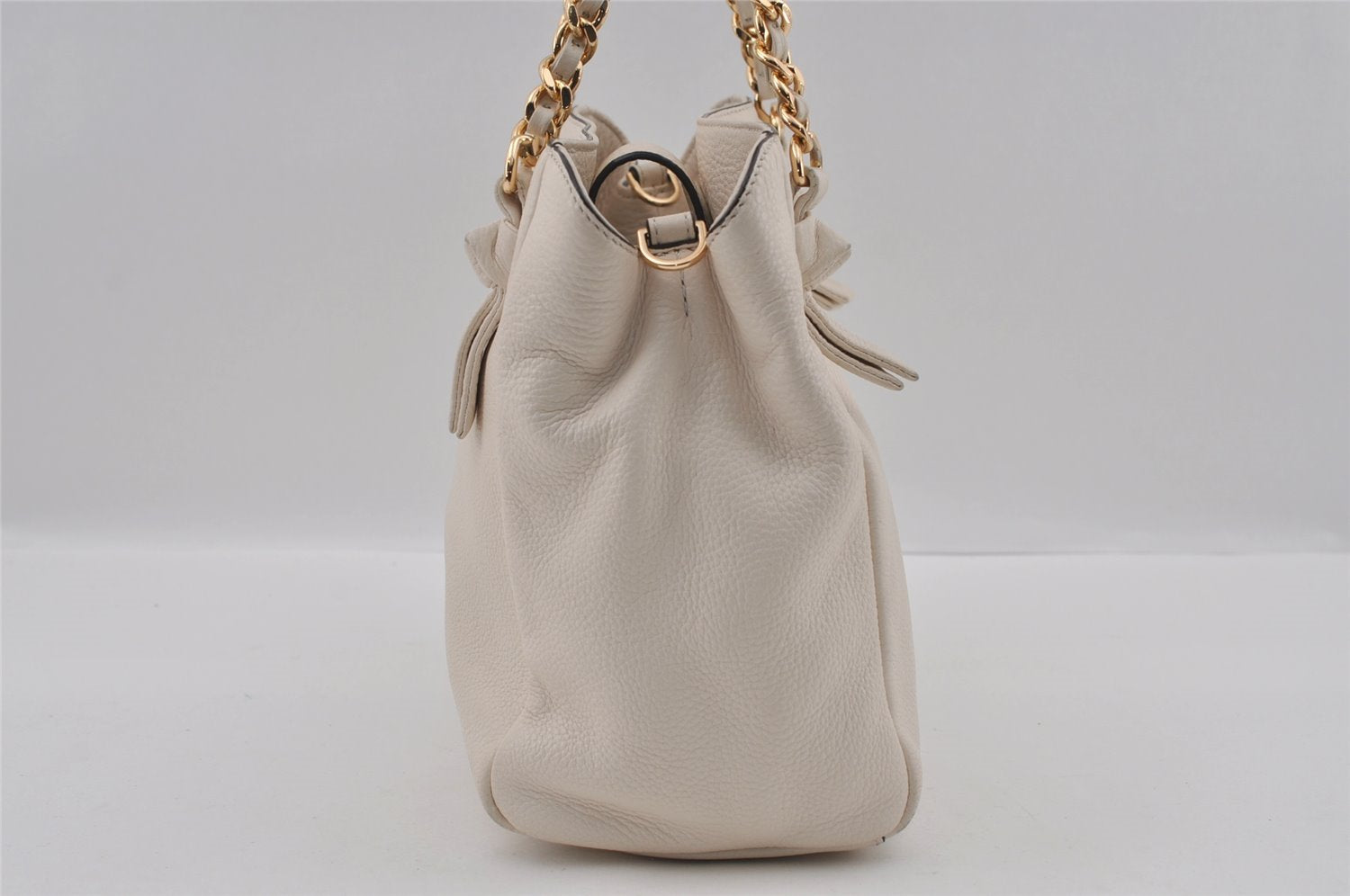 Authentic TORY BURCH Harper Leather Chain 2Way Shoulder Hand Bag White 2471I