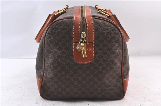 Authentic CELINE Macadam Blason Pattern Hand Boston Bag PVC Leather Brown 2474D