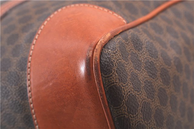 Authentic CELINE Macadam Blason Pattern Hand Boston Bag PVC Leather Brown 2474D