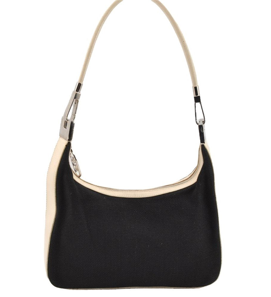 Authentic GUCCI Shoulder Hand Bag Purse Canvas Leather 0013812 Black 2474I