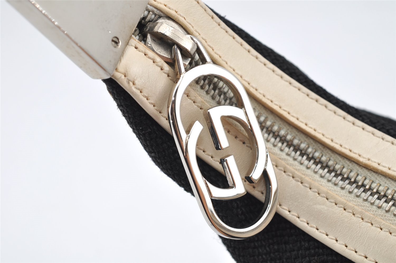 Authentic GUCCI Shoulder Hand Bag Purse Canvas Leather 0013812 Black 2474I