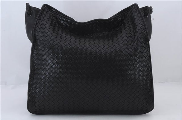 Authentic BOTTEGA VENETA Intrecciato Leather Shoulder Bag Black 2475D