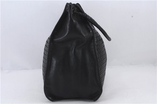 Authentic BOTTEGA VENETA Intrecciato Leather Shoulder Bag Black 2475D