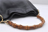 Authentic GUCCI Bamboo Vintage Shoulder Hand Bag Purse Leather Black 2476D