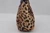 Authentic FENDI Leopard Pattern Hand Tote Bag Unborn Calf Leather Brown 2477I
