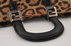 Authentic FENDI Leopard Pattern Hand Tote Bag Unborn Calf Leather Brown 2477I