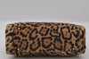 Authentic FENDI Leopard Pattern Hand Tote Bag Unborn Calf Leather Brown 2477I