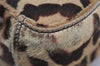 Authentic FENDI Leopard Pattern Hand Tote Bag Unborn Calf Leather Brown 2477I