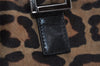 Authentic FENDI Leopard Pattern Hand Tote Bag Unborn Calf Leather Brown 2477I