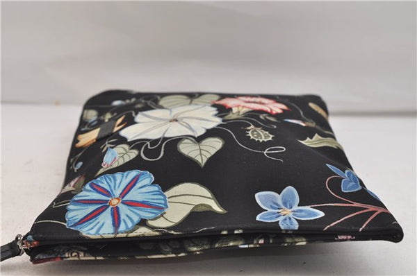 Authentic GUCCI Chris Knight Flora Clutch Hand Bag Nylon Leather Black 2478E