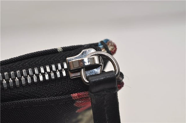 Authentic GUCCI Chris Knight Flora Clutch Hand Bag Nylon Leather Black 2478E