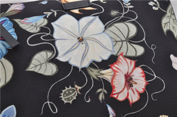 Authentic GUCCI Chris Knight Flora Clutch Hand Bag Nylon Leather Black 2478E