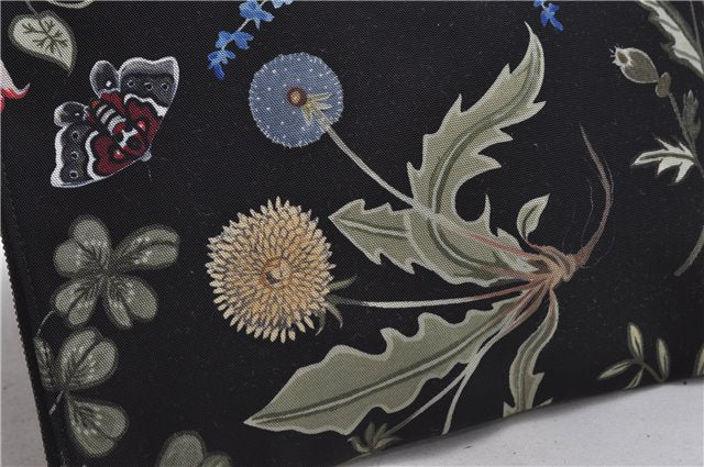 Authentic GUCCI Chris Knight Flora Clutch Hand Bag Nylon Leather Black 2478E