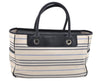 Authentic BURBERRY Vintage Canvas Leather Hand Tote Bag White Navy 2478I