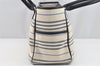 Authentic BURBERRY Vintage Canvas Leather Hand Tote Bag White Navy 2478I