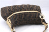 Authentic FENDI Zucca Shoulder Hand Bag Purse Canvas Leather Brown Gold 2481E