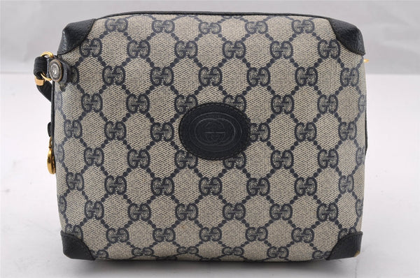 Authentic GUCCI Shoulder Cross Body Bag GG PVC Leather Navy Blue Junk 2488I