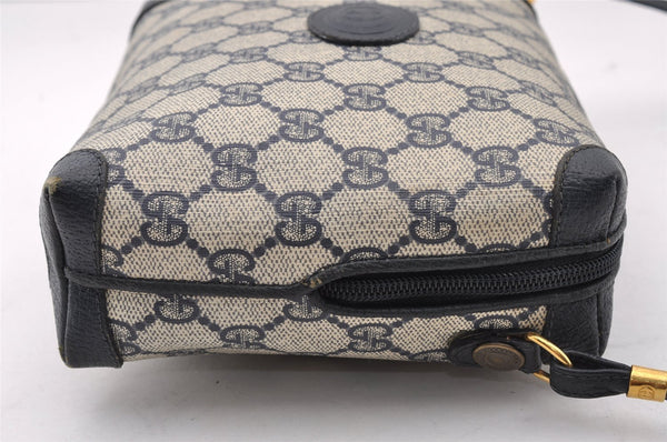 Authentic GUCCI Shoulder Cross Body Bag GG PVC Leather Navy Blue Junk 2488I