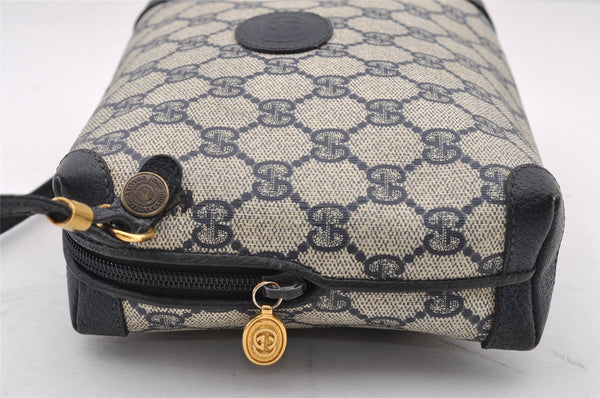 Authentic GUCCI Shoulder Cross Body Bag GG PVC Leather Navy Blue Junk 2488I