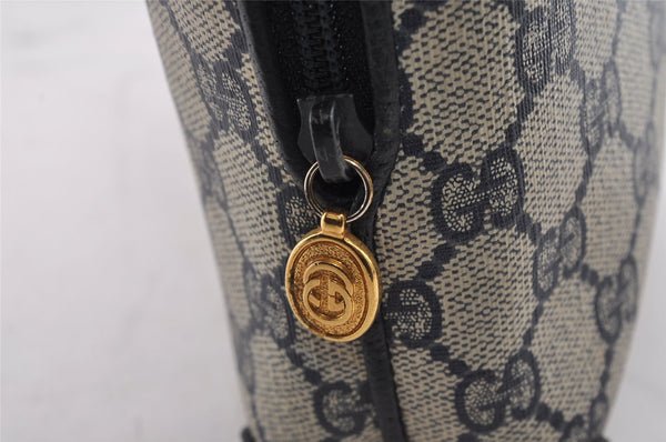Authentic GUCCI Shoulder Cross Body Bag GG PVC Leather Navy Blue Junk 2488I