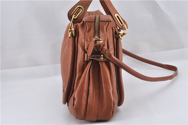 Authentic Chloe Paraty 2Way Shoulder Hand Bag Leather Brown 2489F