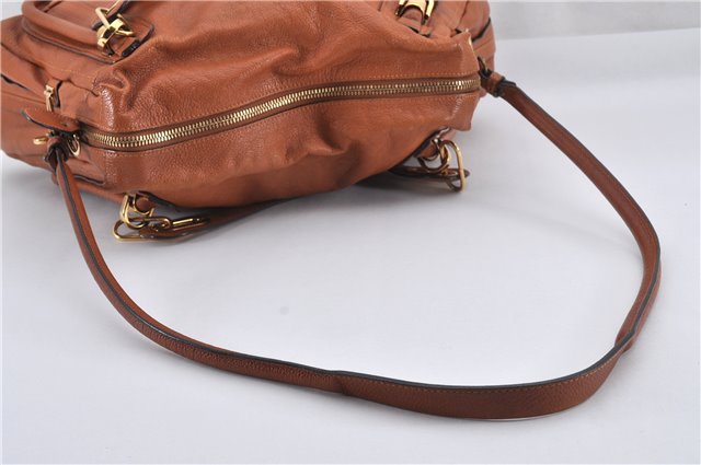 Authentic Chloe Paraty 2Way Shoulder Hand Bag Leather Brown 2489F