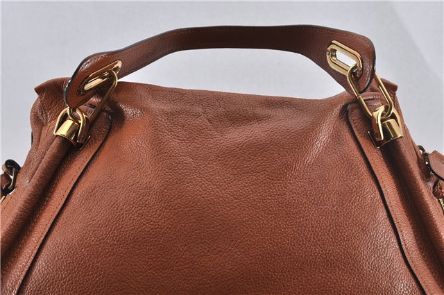 Authentic Chloe Paraty 2Way Shoulder Hand Bag Leather Brown 2489F