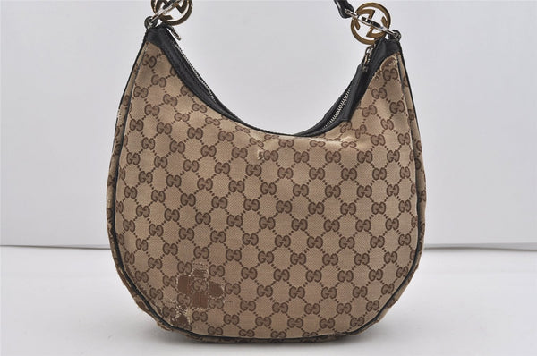 Authentic GUCCI Twins Shoulder Bag GG Canvas Leather 232962 Brown Junk 2492I