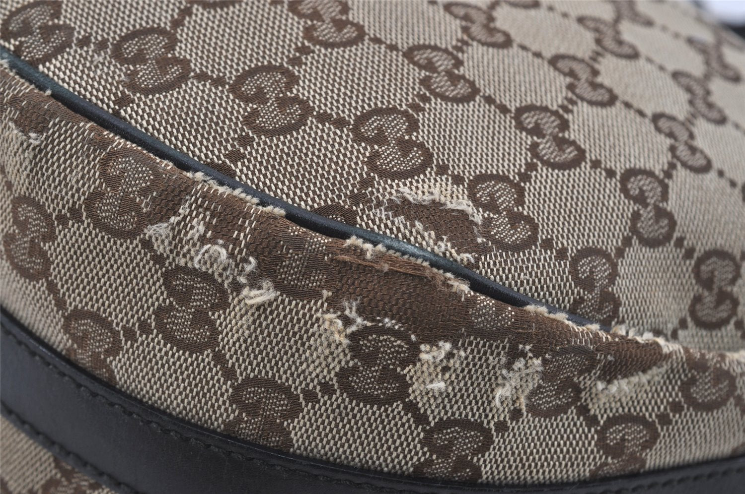 Authentic GUCCI Twins Shoulder Bag GG Canvas Leather 232962 Brown Junk 2492I